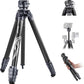 NEEWER LITETRIP LT32 62" Travel Tripod Carbon Fiber with ±15° Leveling 360° Panorama Head, Detachable Center Axis, Fast Flip Buckle, Arca QR Plate Compatible with Peak Design Capture V3, (Former TP62)