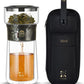 ZENS Cool Glass Teapot with Infuser, Smart One Touch Tea Maker for Loose Tea Diffusers with Insulated Mug and Portable Tea Kits, Enchanted Teapot Alternatives for Tea Lover Gifts