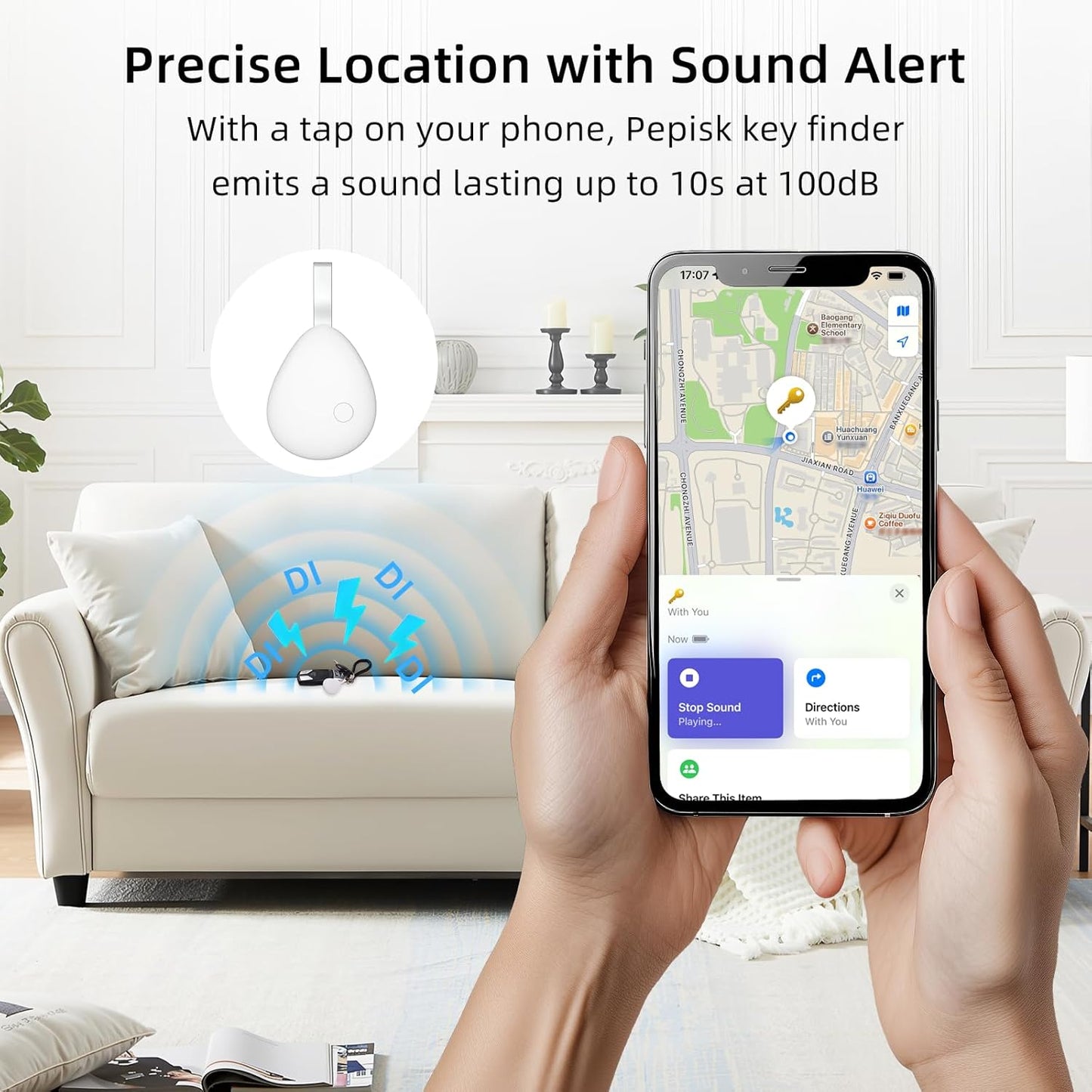 [Apple MFi Certified] Air Tracker Tag 1 Pack (iOS Only), Bluetooth Tracker for Apple Find My, Replaceable Battery, Key Finder and Item Locator Smart Tag for Keys, Bags, Luggage, Pets, Wallet (White)