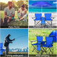 Goplus Double Camping Chair with Umbrella, Folding Loveseat Chairs w/Canopy Shade, Carrying Bag, Table, Cup Holder, Portable Beach Chairs Outdoor Picnic Patio (Blue)