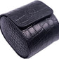 Genuine Napa Leather Watch Roll Travel Case for 3 Watches - Travel Watch Rolls and Leather Watch Display Cases with Velvet Interior - Watch Storage Organizer Men's (Blac - Single)