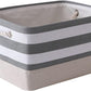 TheWarmHome Storage Basket Fabric Basket with Handles Dog Toy Basket Cloth Storage Bin Shelf Basket Decorative Storage Basket Shoe Basket Gift Basket(Grey&White Stripes-1 Pack,15.7L×11.8W×8.3H)