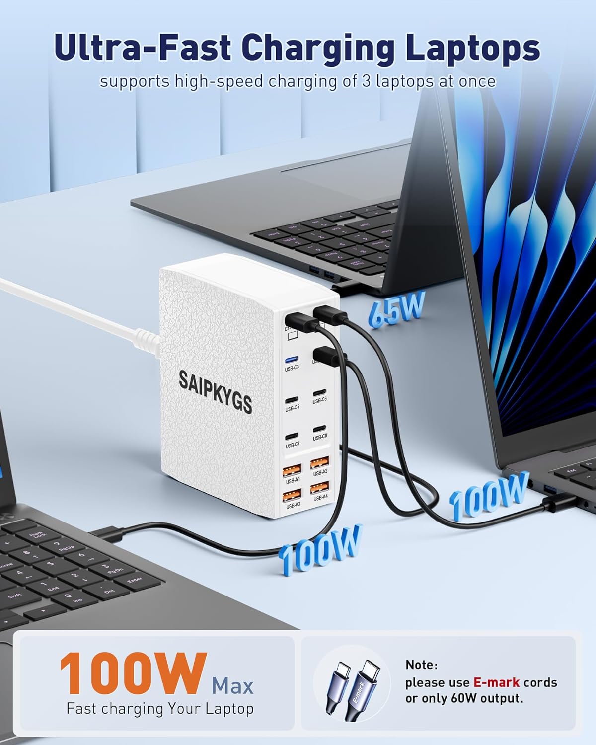 USB Charging Station (600W),12-Port USB C Charger Block with Dual 100W PD USB-C Fast Charging Station Hub for MacBook Pro/Air/All iPad Phone 17/16 15/14/13/Pro Max/Samsung Galaxy Note(White) - Roamly