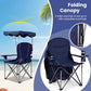 Goplus Camping Chair with Canopy Shade, Folding Lawn Chair with Umbrella Cup Holder & Carry Bag, Portable Sunshade Chair for Adults for Beach Outdoor Travel Hiking Fishing (Blue)