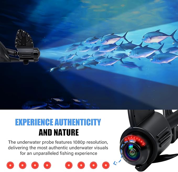 Fish Finder Depth Finder, 4.3 Inch Underwater Fishing Camera Portable Fishfinder with 480 * 272 HD Display, 100FT/Waterproof IP68, for Kayak/Boat/Ice Fishing, Includes Transducer & Mounting Kit