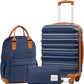 LONG VACATION Carry On Luggage Sets 3 Piece 20 Inch Suitcase Set, ABS+PC Hardshell Lightweight Travel Luggage with Spinner Wheels & YKK Zipper TSA Lock (20 INCH (BP/TB), NAVY)