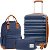 LONG VACATION Carry On Luggage Sets 3 Piece 20 Inch Suitcase Set, ABS+PC Hardshell Lightweight Travel Luggage with Spinner Wheels & YKK Zipper TSA Lock (20 INCH (BP/TB), NAVY)