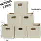 Household Essentials 82-1 Foldable Fabric Storage Bins |Cubby Cubes with Handles | Natural (Pack of 36)