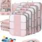 10 Set Compression Packing Cubes for Travel Essentials Women Mom,Compressible Expandable Packing Cubes for Suitcase,OlarHike Luggage Organizer Bags for Travel,Handy Helper for Organizing Clothes(Pink) - Roamly