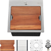 Kitchen Sink, 15 x 15 x 10 inch Small Bar Prep Sink 16 Gauge Stainless Steel Drop Single Bowl Workstation with Cutting Board