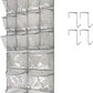 Extra Large Hanging Crystal Clear Over Door Shoe Organizer, Closet Shoe Rack with 12+6 Pockets, 8 Hooks, Grey (59"x 21.6")