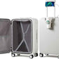 mixi Large Checked Luggage with Cup Phone Holder and Charger Hard Shell Suitcases with Spinner Wheels, 26 Inch Smoke White