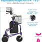 NOVA Traveler Folding 3-Wheel Walker with Tray, Basket, Pouch & Cup Holder, Lightweight Mobility Aid for Seniors & Adults, 8” All-Terrain Wheels for Tight Spaces & Travel, Purple