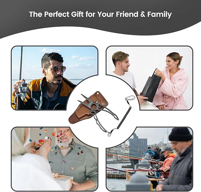 Titanium Fishing Pliers, Premium Saltwater Fishing Gear, Tungsten Cutters, Split Ring Hook Remover, Knot Tying Tool with Lanyard, Ice Fishing, Sea Fishing Kit Gifts for Men