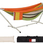 LazyDaze Hammocks Double Hammock with Stand - 2 Person Heavy Duty Outdoor Hammock for Adults, Includes Durable Steel Stand, Portable Carrying Bag and Pillow, Orange Green