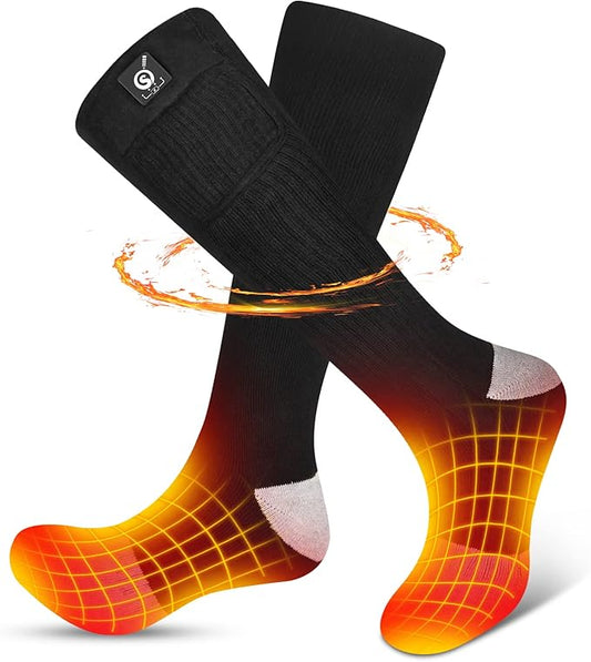 SNOW DEER Upgraded Rechargeable Electric Heated Socks,7.4V 2200mAh Battery Powered Cold Weather Heat Socks for Men Women,Outdoor Riding Camping Hiking Motorcycle Skiing Warm Winter Socks