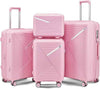4 Piece Expandable Hardshell Pink Luggage Sets with Spinner Wheels, Lightweight Travel Suitcase Set with TSA Locks, 20 inch Carry On for Women (Pink#B, 4 Piece Set)