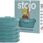 STOJO Collapsible Sandwich Box – 24oz, Reusable Food Storage Container, Silicone Bowl for Hot/Cold Food – Meal Prep, Lunch, Camping, Hiking – Dishwasher Safe (Set of 5, Eucalyptus)