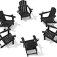 SERWALL HDPE Folding Adirondack Chair with Dual Cup Holder - Composite Adirondack Chair Set of 6- Black