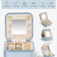 Vlando Velvet Travel Jewelry Case, Jewelry Travel Box for Women, Travel Jewelry Organizer, Small, Portable Jewelry Boxes with Mirror - Blue