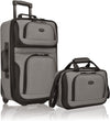U.S. Traveler Rio Fabric Expandable Carry-on Luggage, Rolling Suitcase, Grey, 2 Wheel Set