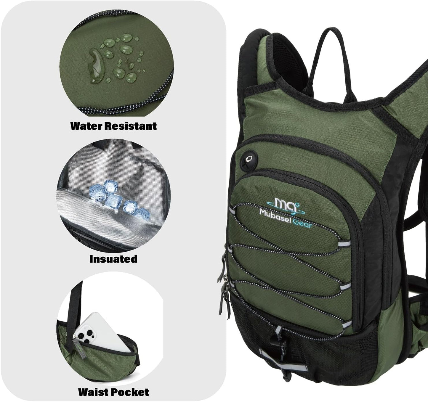 15L Insulated Hydration Backpack Pack with 2L Water Bladder Lightweight Hiking Backpack Bag for Women Men Daypack for Hiking Running Festival Camping Biking - Roamly