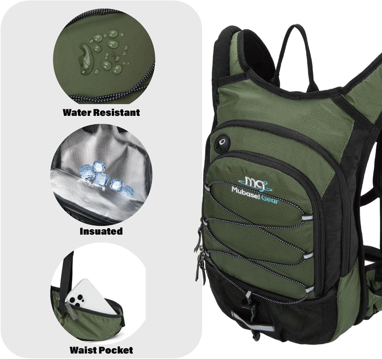 15L Insulated Hydration Backpack Pack with 2L Water Bladder Lightweight Hiking Backpack Bag for Women Men Daypack for Hiking Running Festival Camping Biking - Roamly