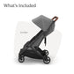 UPPAbaby Minu Duo Side-by-Side Double Stroller - Lightweight + Compact Design for Travel - Easy Fold- From Birth to Toddler - Independent Recline -Greyson(Charcoal Mélange/Carbon Frame/Saddle Leather)