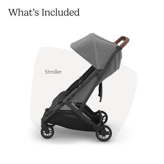 UPPAbaby Minu Duo Side-by-Side Double Stroller - Lightweight + Compact Design for Travel - Easy Fold- From Birth to Toddler - Independent Recline -Greyson(Charcoal Mélange/Carbon Frame/Saddle Leather)