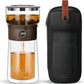 ZENS Modern Glass Infuser Teapot, One Touch Tea Maker for Loose Leaf Tea with Insulated Mug and Portable Case. Enchanted Pot Alternatives for Tea Lover Gifts