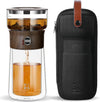 ZENS Modern Glass Infuser Teapot, One Touch Tea Maker for Loose Leaf Tea with Insulated Mug and Portable Case. Enchanted Pot Alternatives for Tea Lover Gifts