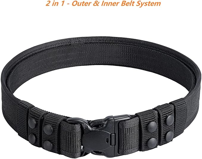 TACNEX Duty Belt w/Hook Lining 4 Keepers 2" Police Law Enforcement Officer Security Nylon Outer Inner Belt
