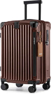 Joyway Carry On Luggage, Expandable Suitcase with Smart Cup Holder and USB Port, 20 IN Hardside Checked with TSA Lock Spinner Double Wheels (Coffe, Carry-On 20-Inch)