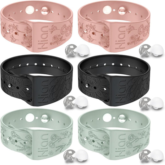 Motion Sickness Bands Anti Nausea Acupressure Wristband Sea Sickness Wristbands Nausea Bands(3Pairs-Pink+Black+Beryl)