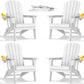Folding Adirondack Chair - Extended Ergonomic Backrest, Cup Holder - Easy Assembly - Durable HDPE Plastic, Weather Resistant & Maintenance-Free - Lawn, Patio, Deck Supports 380lbs White