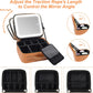 Makeup Case, Lighted Mirror, Travel, Waterproof, Brown