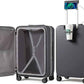 mixi Checked Luggage with Cup Phone Holder and Charger Hard Shell Suitcases with Spinner Wheels, 24 Inch Rock Gray
