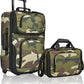 U.S. Traveler Rio Rugged Fabric Expandable Carry-on Luggage, Rolling Suitcase, Camouflage, 2 Wheel Set