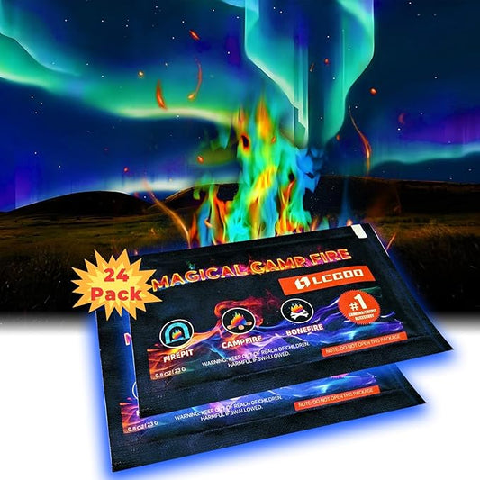 24pcs Fire Color Changing Packets Fire Pit - Last Longer Magical Color Flames for Campfires, Bonfire, Fire Pit & Outdoor Fireplaces - Camping Essentials Accessories Christmas Decorations Gift for Kids