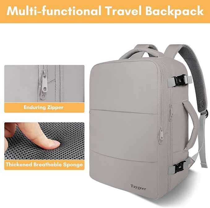 Taygeer Laptop Backpack Purse for Women, Backpack for College Essentials with 17.3inch Laptop Compartment, Travel Mochila Airline Approved CarryOn Work Bag for Nursing Doctor Business Travel, Brown