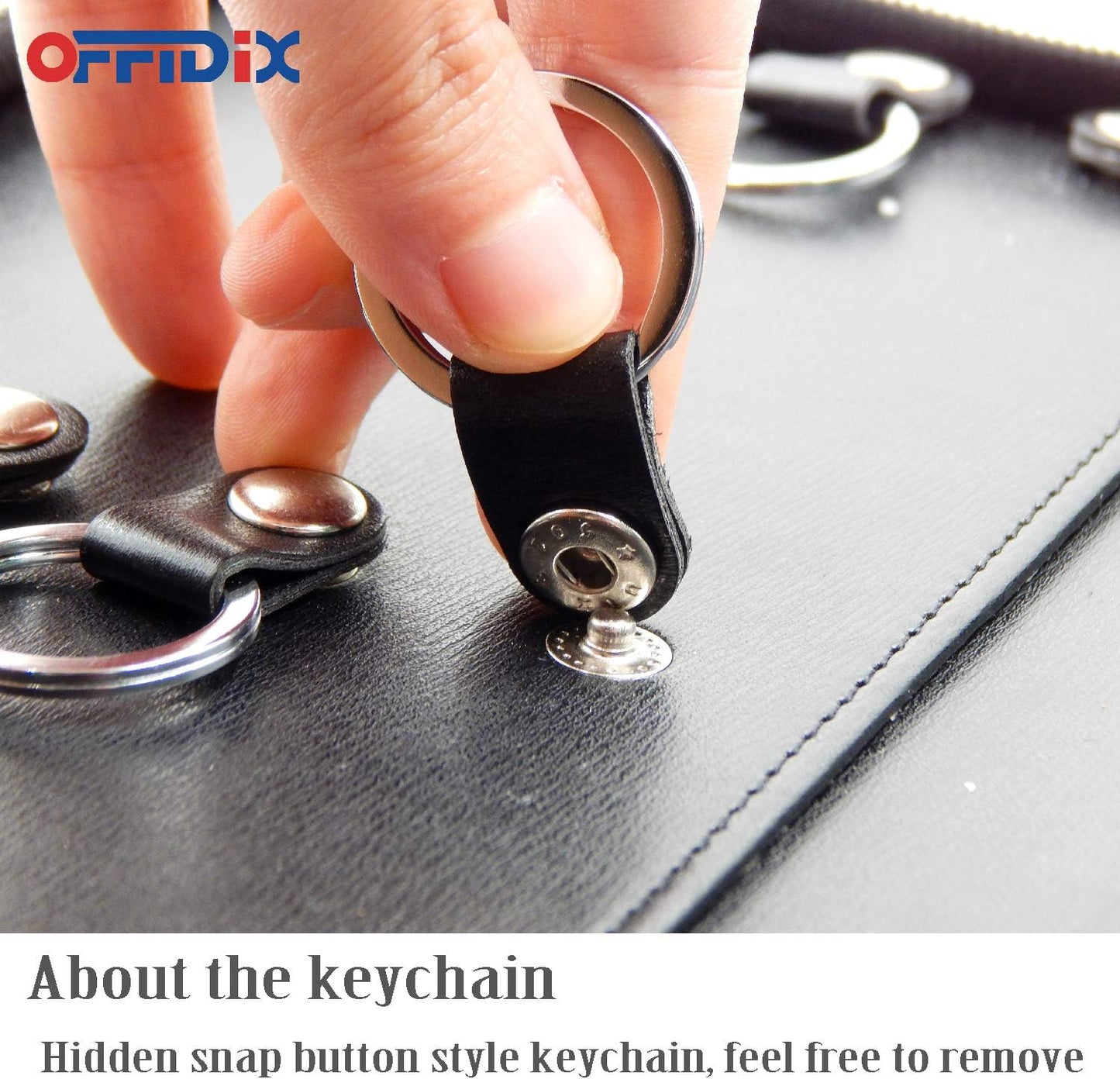Leather Zippered Key Case,Key Organizer 12-Key Hooks Portable Key Cabinet Document Organizer Business Card Holder Tablet Sleeve for Real Estate Sales,Hotel Executives,Car Service A4 Size,Black