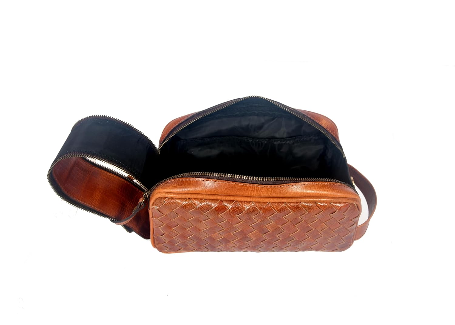 10" Premium Leather Toiletry Travel Pouch With Waterproof Lining | King-Size Handcrafted Vintage Dopp - Kit Gift for Father's Day By Aaron Leather Goods - Roamly