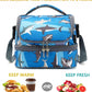FlowFly Kids Double Decker Cooler Insulated Lunch Bag Large Tote for Boys, Girls, Men, Women, With Adjustable Strap, Shark
