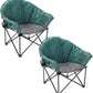 ARROWHEAD OUTDOOR 2-Pack Oversized Heavy-Duty Club Folding Camping Chair w/Pocket, Cup Holder, Portable, Padded, Moon, Round, Saucer, Supports 330lbs