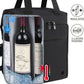ALLCAMP 6 Bottle Wine Gift Bag - Insulated Tote Cooler, Adjustable Strap, Includes 6 Wine Glasses, Napkins & Corkscrew, Portable Travel Gifting(Black)