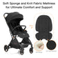 Gravity Folding Baby Stroller - Portable Travel Toddler Stroller w/Adjustable Backrest & Canopy, Lightweight and UV Protected, One-Hand Automatic Folding - Black