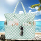 LEDAOU Large Beach Tote Bag Women Waterproof Sandproof Zipper Beach Tote Bag for Pool Gym Grocery Travel with Wet Pocket - Roamly