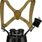 GAIARENA Binocular Harness - Adjustable Cross Bino Strap for Hunting Hiking Birding with Lens Cleaning Cloth - Tan
