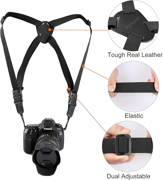 Vigorport Camera Harness Strap,Cross Shoulder Quick Release Straps for Binoculars, Rangefinders,Harness Strap Compatible with Canon, Nikon, Sony and DSLR SLR Cameras-Black