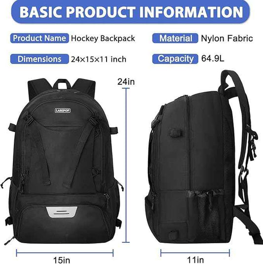 LARIPOP Lacrosse Bag Extra Large Backpack with Stick Holders & Helmet Compartment for Men Women Youth